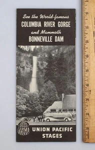 Folleto de colección Union Pacific Bus Stages Columbia River Gorge & Bonneville Dam - Imagen 1 de 3