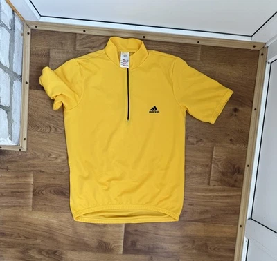ADIDAS Climalite Cycling Jersey Mens S Yellow 1/2 Zip Pockets   block core - Image 1 of 4