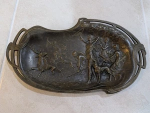 Antikes Jugendstil Bronze Tablett Diana die Jägerin Anfang 1900 - Bild 1 von 10