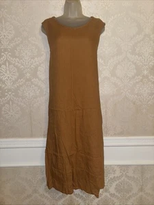 Flax 100% Linen Sleeveless Pullover Midi Length Shift Dress Size M - Picture 1 of 9