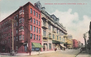 UTICA NEW YORK ORPHEUM & MAJESTÄTISCHE THEATER 1909 POSTKARTE - Bild 1 von 2