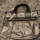 DKNY Metallic Gray Zippered Extendable Satchel Bag Handbag RARE