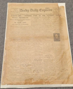 DERBY DAILY EXPRESS DUBLIN FIRE COAL MINERS 26TH MAY 1921 NEWSPAPER - Picture 1 of 3