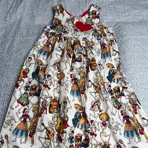 OOAK Handmade Dia De Los Muertos/Day of the Dead Dancing Skeleton Dress Sz 5 - Picture 1 of 5