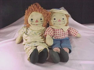 1940's Raggedy Ann & Andy Rag Dolls 15" Johnny Gruelle's Own - Picture 1 of 21
