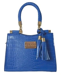 BEBE Natalie Croco Shopper Double Strap Satchel Handbag Turquoise Blue NEW - Picture 1 of 11
