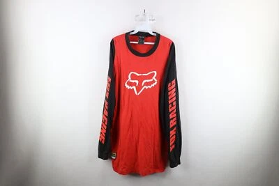 Vintage Fox Racing Mens XL Faded Spell Out Color Block Long Sleeve T-Shirt Red - Image 1 of 4