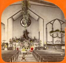 Lakeport (Lake Village) NH: Church Interior Flowers Tinted, Easter Sunday? C417