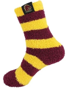 Brisbane Broncos Official NRL Team Logo Adult & Youth Comfy Winter Bed Socks - Picture 1 of 3