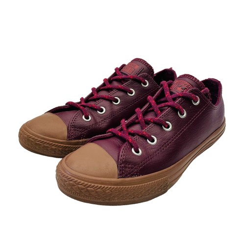 Sneakers Converse All Stars in pelle giovani unisex taglia 3 bordeaux basse stringate