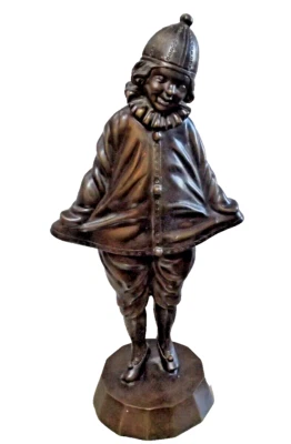 STATUE JEUNE FILLE ARLEQUIN en bronze, hauteur 43,5 cm - Photo 1/4