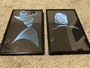 Two Sufi Rumi Artistic Pictures In Metal Frames - Blue And Black - Picture 1 of 5