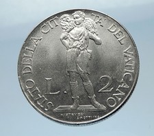 POPE PIUS XII 1940 Vatican City Papal Coin DAVID of Goliath Bible Story i65604