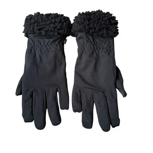 Negro Imitación Piel Puños Elásticos 9" Guantes Mujer Invierno Accesorios - Imagen 1 de 5