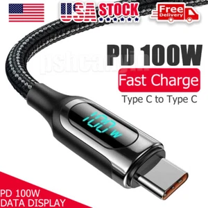2M 100W Type C to Type C Cable PD Fast Charging Cord Charger with LED Display US - Picture 1 of 5