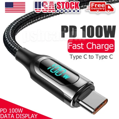 2M 100W Type C to Type C Cable PD Fast Charging Cord Charger with LED Display US - Image 1 of 4