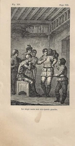 Stampa antica DON CHISCIOTTE Sancho Panza e la scimmia 1890 Antique print - Picture 1 of 1