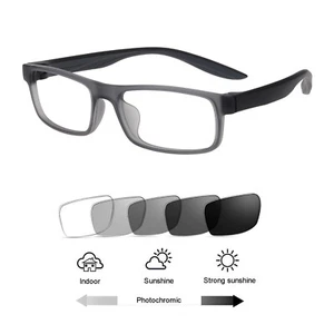 Sporty Photochromic Grey TR90 Reading Glasses Readers Eyewear Flexible Full Rim - Picture 1 of 21