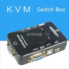 KVM Switch Box 2 Port USB 2.0 Adapter Control up to 2 Computers Sharing Mouse US