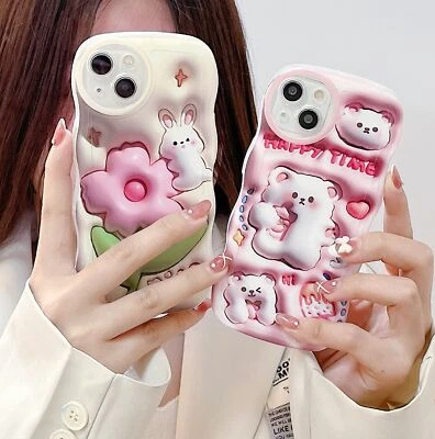For Various Phone Wave edge Cute Cartoon Case Shockproof Shell Girl Soft Covers - Image 1 of 4