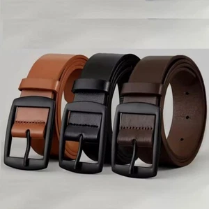 Echt Leder Gürtel Herren 3cm Business Schwarz Braun 100cm - 130cm Männer Herren - Bild 1 von 6