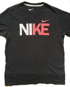 NIKE Athletic Shirt Boys Size L EUC Black w/ NIKE & Swoosh Classic! - Picture 1 of 4