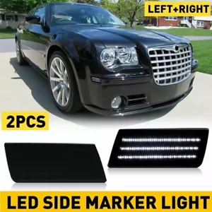 SMOKED LENS LED FRONT SIDE MARKER LAMPS LIGHTS for 2005-2010 CHRYSLER 300 300C - Foto 1 di 15