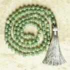 8mm Green Aventurine Gemstone 108 Beads Tassel Mala Necklace Men Meditation Zen