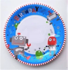 Robot Party Plates 23cm 8pk "Cheeky Robots" - Robot Party Supplies - Picture 1 of 1