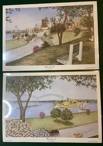 Elaine Neeley Prints, Signed, “Riverview I and Riverview II” 14.5" x 10" Memphis - Picture 1 of 21