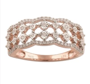 STUNNING WOMENS 14K YELLOW GOLD FINISH DIAMOND SIZE 7 DESIGNER RING  - Picture 1 of 11