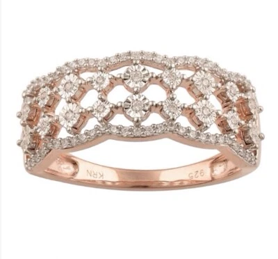 STUNNING WOMENS 14K YELLOW GOLD FINISH DIAMOND SIZE 7 DESIGNER RING  - Image 1 of 4