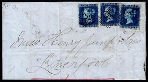 1858 2d Blue Plate 6 BE BI AA scarce SG 36a London to Liverpool Cat. £1,200.00 - Picture 1 of 3
