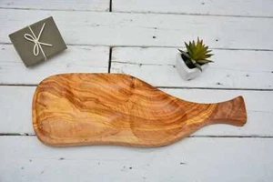 Olive Wood Rustic Serving Bowl - Handcrafted Three-Section Plate Unique Mom Gift - Picture 1 of 4