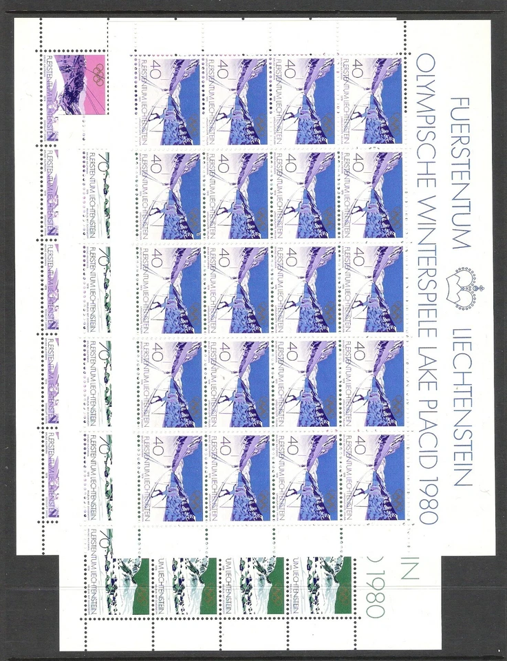 LIECHTENSTEIN 1980 WINTER OLYMPICS MINI SHEET TRIO (MNH) - Image 1 of 1