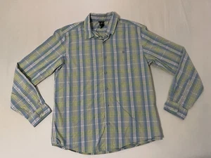 Mountain Hardware Plaid Button Shirt Mens M Yellow Blue Long Sleeve Shirt Cotton - Picture 1 of 5