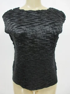 T.W.T. BLACK CRINKLE STRETCHY SLEEVELESS TOP SIZE XL - NEW - Picture 1 of 4