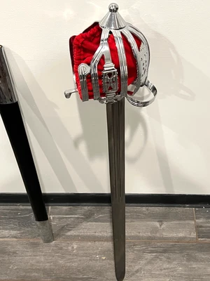 Espada Cromada Culloden Escocesa Cesta Empuñadura Espada con Vaina Highland Foto 1 de 4