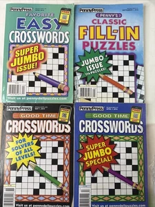 NEW Lot of 4 PennyPress Crossword / Fill-in Puzzle Books Approx 8"x 5.5" Clean - Picture 1 of 5
