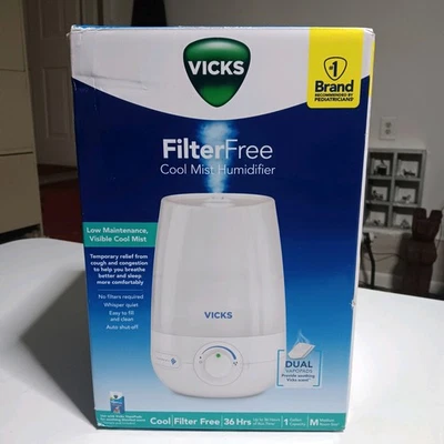 Vicks 1 Gallon Filter Free Cool Mist Humidifier, 400 Sq ft, White, VUL545 - Image 1 of 4