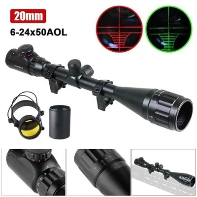 VASTFIRE 6-24x50 AOEG Hunting Scope Red Green Mil-dot illuminated Optical Scope