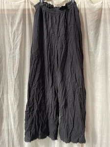 Ladies URBAN OUTFITTERS Wide Leg 100% Cotton Elasticated Waist Trouser XL Black - Picture 1 of 4