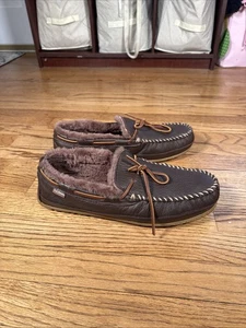 LL Bean Wicked Good Moosehide Slipper Moccasin Chocolate Men’s Size 14 - Picture 1 of 10