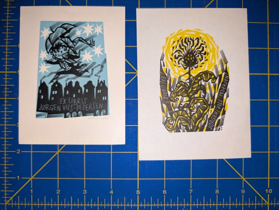 2 Ex libris vils pedersen by Vojtech Cinybulk (Artist) bookplate 1 signed  Foto 1 de 1