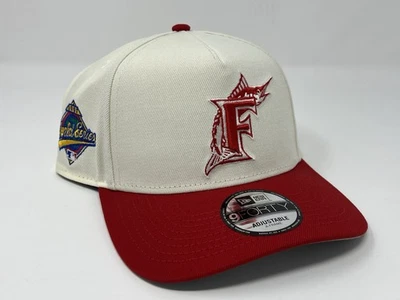 Кепка регулируемая бейсболка New Era Florida Marlins кремовая/красная 9Forty A-Frame - Изображение 1 из 4