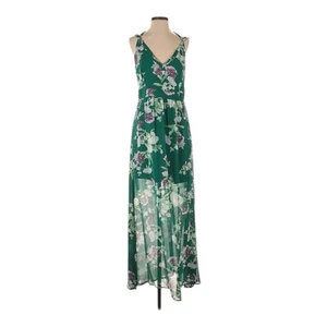 New York & Company Damen kleines grünes Blumen Maxikleid durchsichtig Overlay Resort - Bild 1 von 1