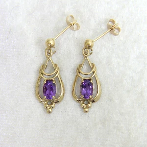 Pendientes colgantes de amatista de oro de 9 quilates - Imagen 1 de 5