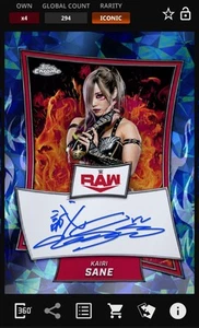 Kairi Sane - Red Brand Signature Iconic - Topps Slam WWE Chrome Sapphire 25 - Picture 1 of 1
