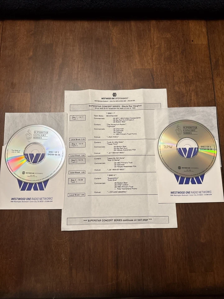 WESTWOOD ONE SUPERSTAR CONCERT SERIES Show #96-28 July 8 1996 Stevie Ray Vaughan - Image 1 of 4