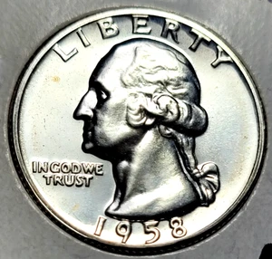 1958 Proof Washington Quarter 90% Silver Melt value $8.34 - Picture 1 of 5